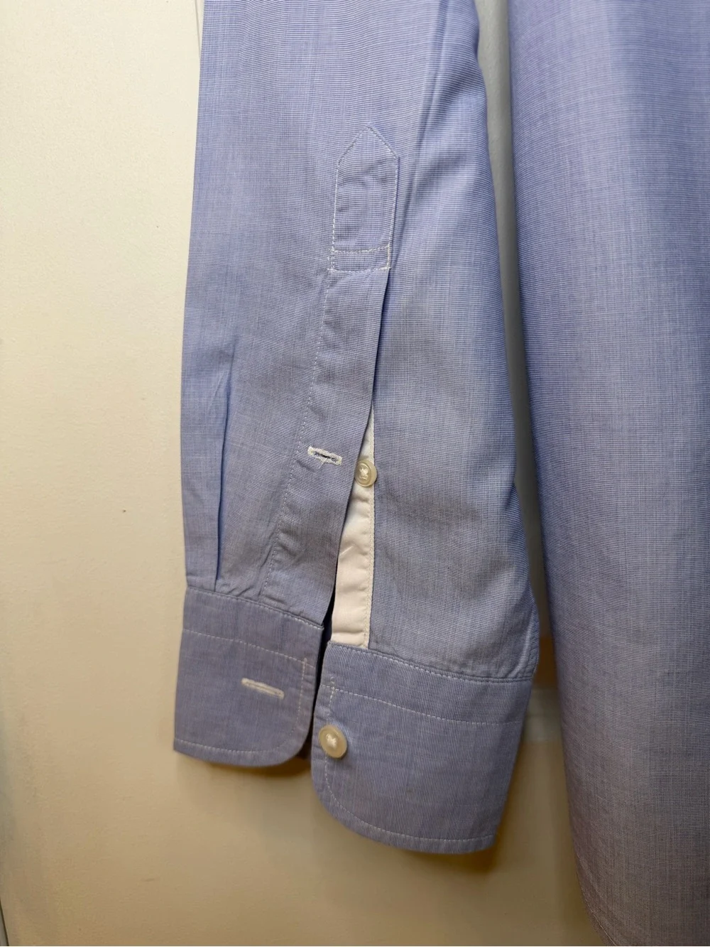 J. Crew 120’s 2 Ply Light Blue Dress Shirt with White Contrast Collar, size L
